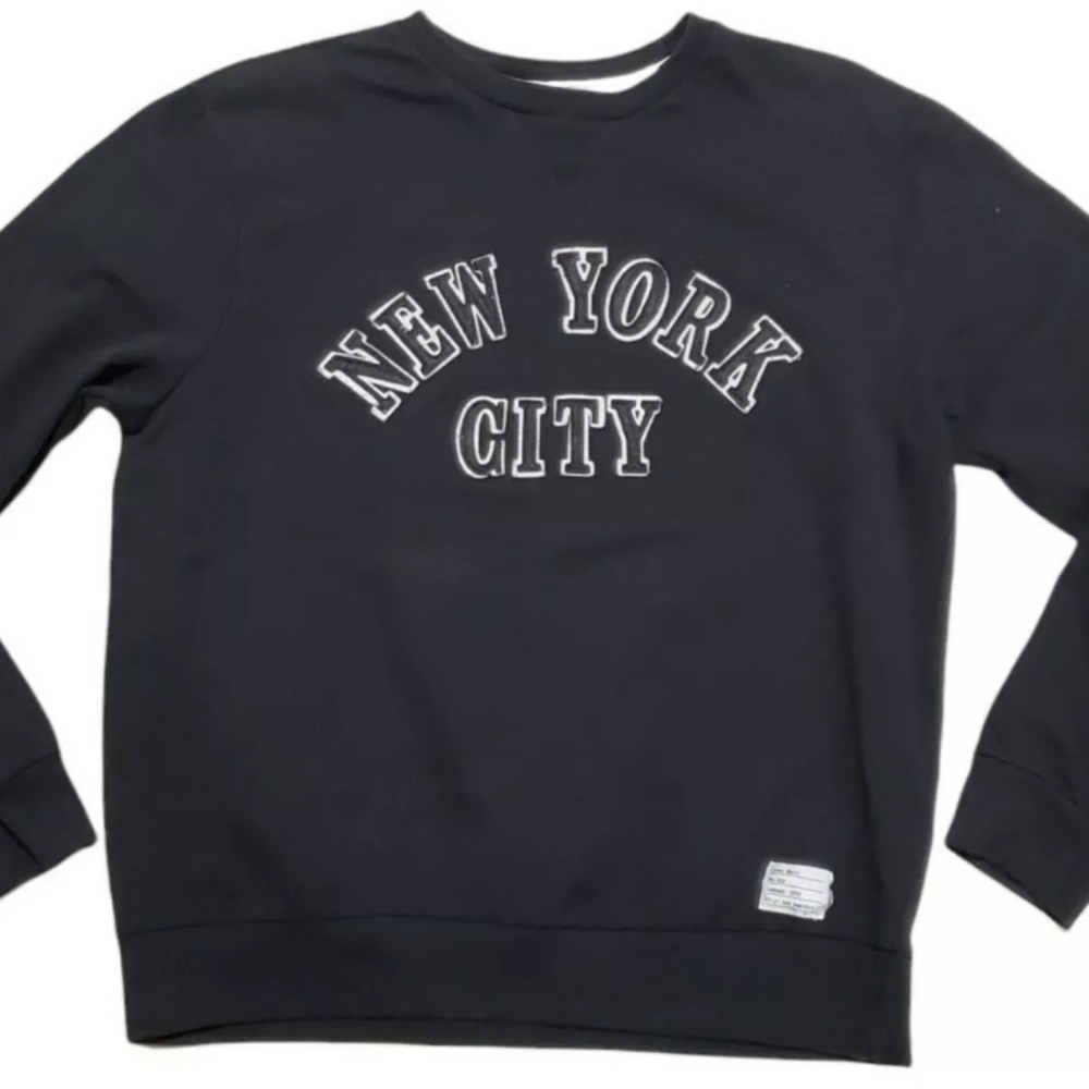 Adam Levine Long Sleeve New York City Knitted Sweatshirt Black Men's Size Large